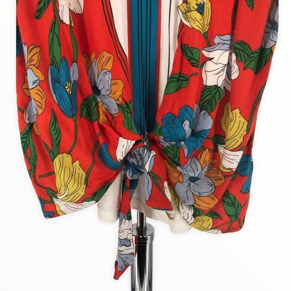 Akemi + Kin Anthro Floral Print Tie Waist T-Shirt Top size XS - Picture 5 of 12